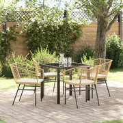 Set da Pranzo per Giardino 5 pcs Marrone polyrattan