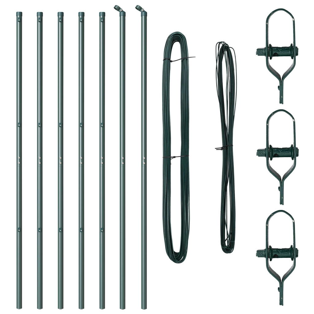 Pilastri per recinzione 7 pz Verde Ã˜32 mm 210 cm Acciaio zincato