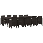Set da Pranzo per Giardino 11 pcs Marrone e Crema Rattan 3378761