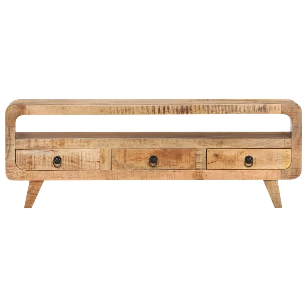 Mobile TV multimediale scaffale TV credenza TV sala da pranzo soggiorno camera da letto 117 x 30 x 41 cm legno massello di mango marrone grezzo 02_0025798