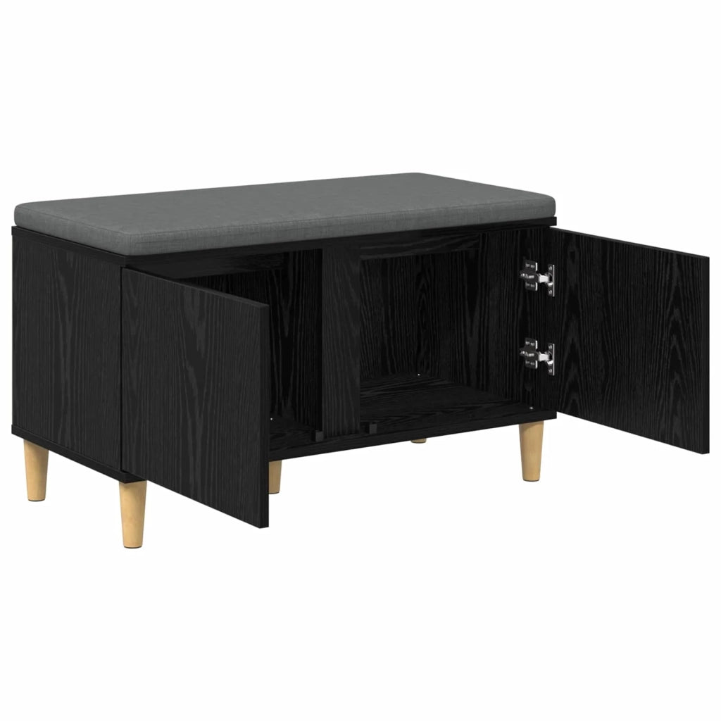 Panca per ingresso con cuscino Rovere Nero 80 x 38 x 46 cm 891529