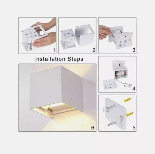 APPLIQUE CUBO 12W FARO FARETTO LAMPADA LED DA PARETE MURO DOPPIA LUCE IP65
