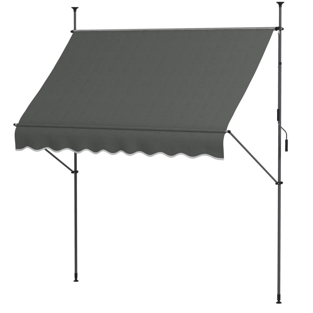 Tenda da giardino retrattile manuale ¨C zephmum ¨C grigio scuro metallo 2.5x1.2x2.1-3m