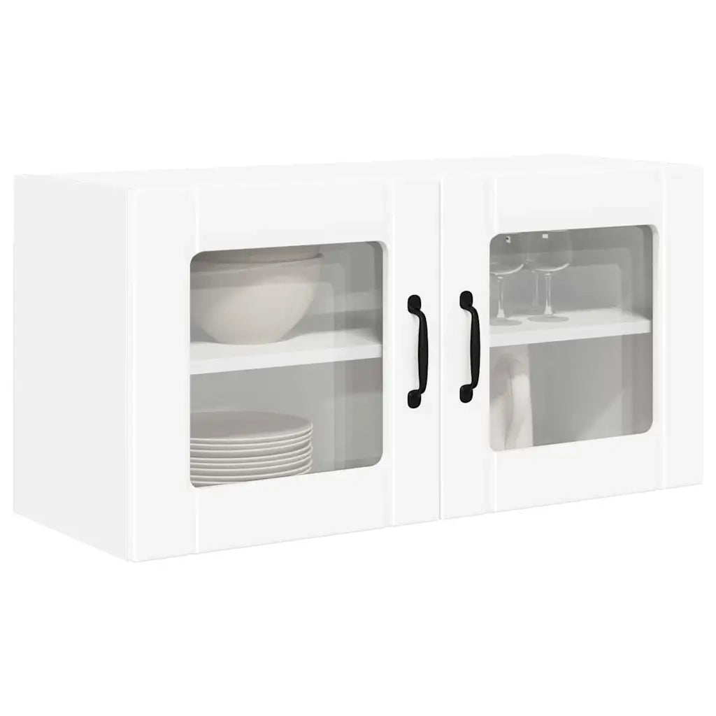 Pensile da cucina | Mobile in vetro da parete PORTO Bianco 80 x 31 x 40 cm