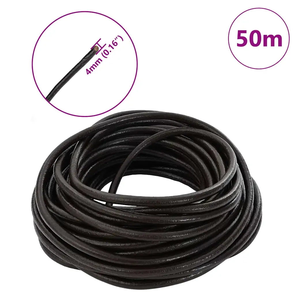 Cordino in Pelle Marrone Scuro Ø4 mm x 50 m Pelle