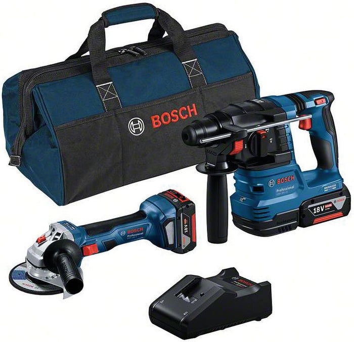 Bosch KIT Minismerigliatrice GWS 18V-7 + Martello GBH 18V-22 + Set ricarica