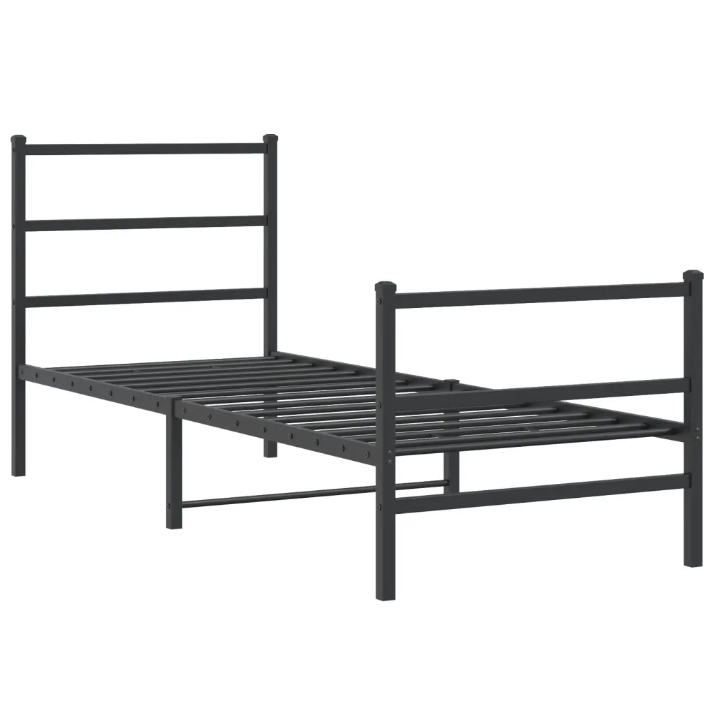 Giroletto con Testiera e Pediera-Struttura Letto Metallo Nero 75x190 cm 415042