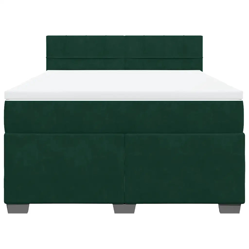 Giroletto a Molle con Materasso Verde Scuro 140x200 cm Velluto 3286339