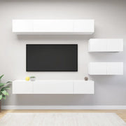 Set Mobili Porta TV 6 pz Bianco in Legno Multistrato 3078728