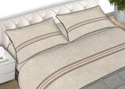 Completo Lenzuola Stiro Facile 100% Cotone Made Italy Effetto Seta Disegno Easy - Matrimoniale - Beige