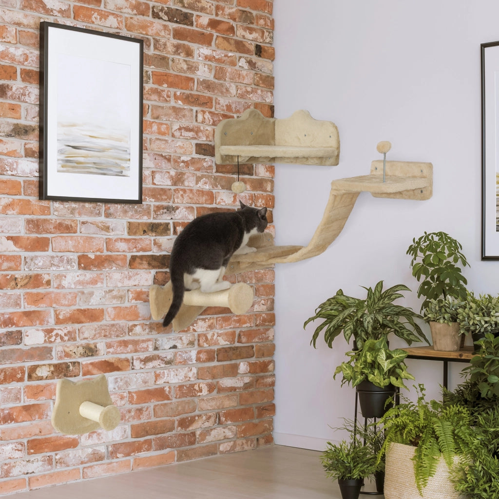 Tiragraffi per Gatti con 2 Posti in Sisal e 2 Piattaforme ¨C Zephmum ¨C Beige