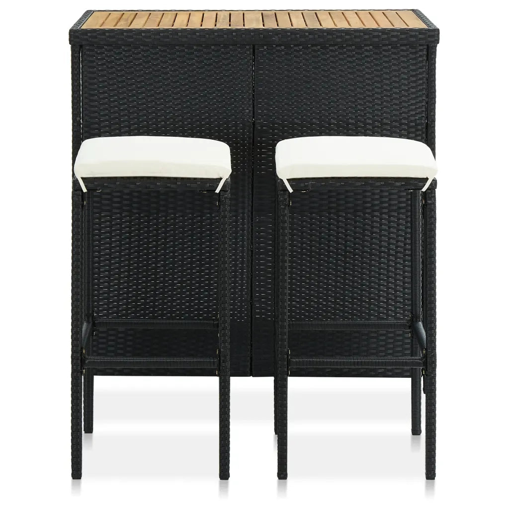 Set da Bar 3 pz in Polyrattan Nero CFW3608277