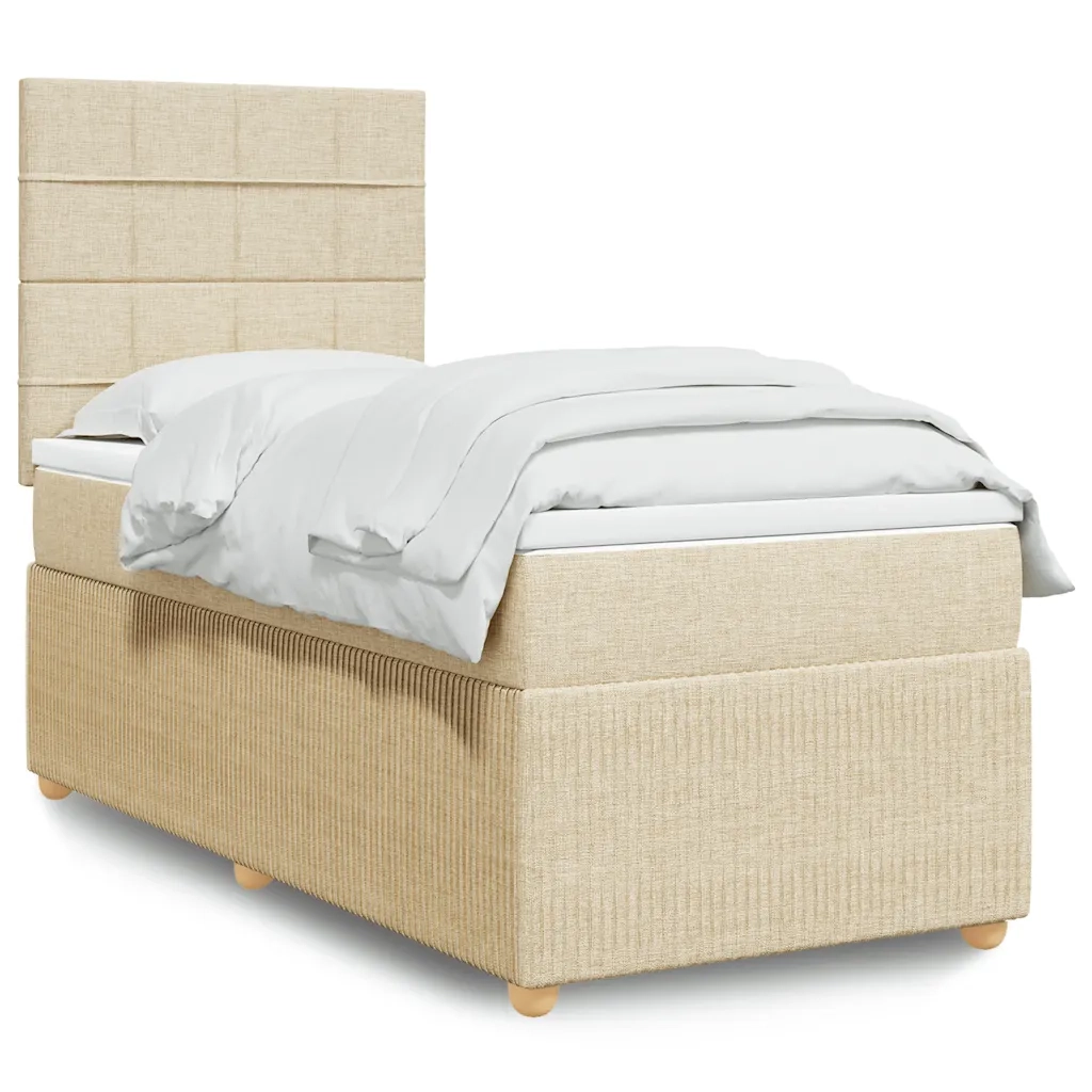 Giroletto a Molle con Materasso Crema 100x200 cm in Tessuto 3294272