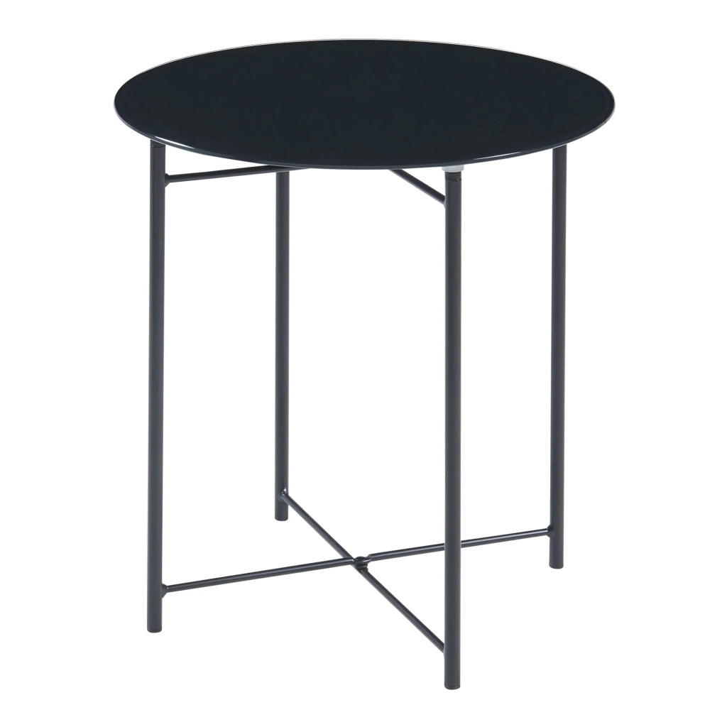 Tavolino laterale acciaio e vetro temperato 45 x 42 cm nero 03_0010982