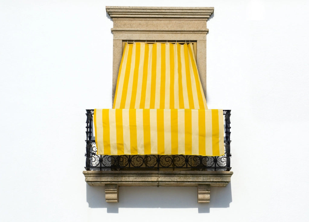Tenda Da Sole A Caduta Per Esterno Balcone Casa Telo Ombra UV Modello Riga Larga - 145x300 - Giallo