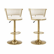 2 x Sedili con Ruote 360° - Alta Spalliera - Rivestimento in Velluto e Struttura in Metallo - 80-100 cm - Design Ovale Elegante per Cucina - Sala da Pranzo o Bar