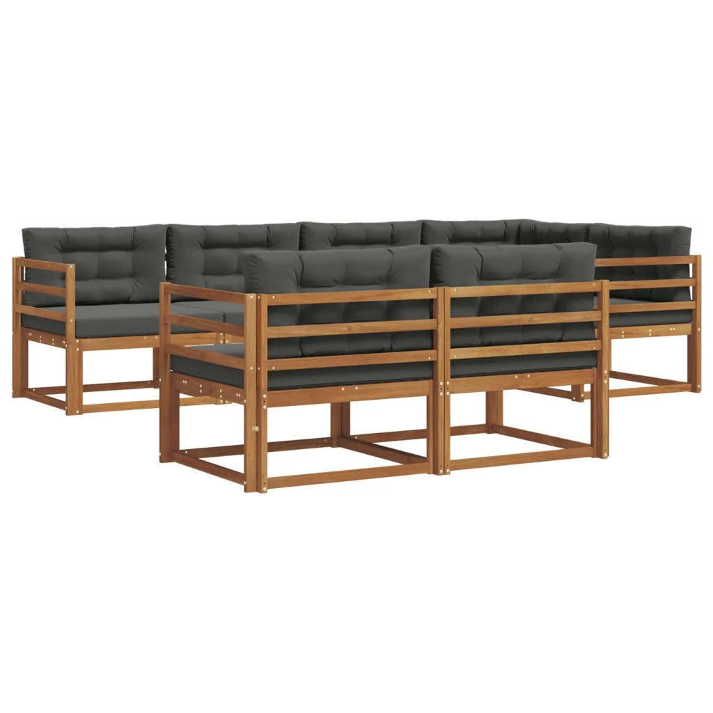 Set di divani da esterno con cuscino 7 pcs Naturale e Antracite