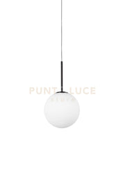 JUGEN BLACK SOSPENSIONE 1 LUCE VETRO BIANCO MONTATURA NERA ATTACCO E27D.30CM