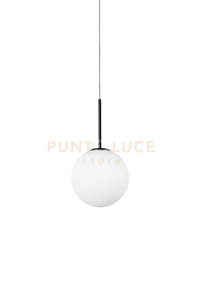 JUGEN BLACK SOSPENSIONE 1 LUCE VETRO BIANCO MONTATURA NERA ATTACCO E27D.30CM