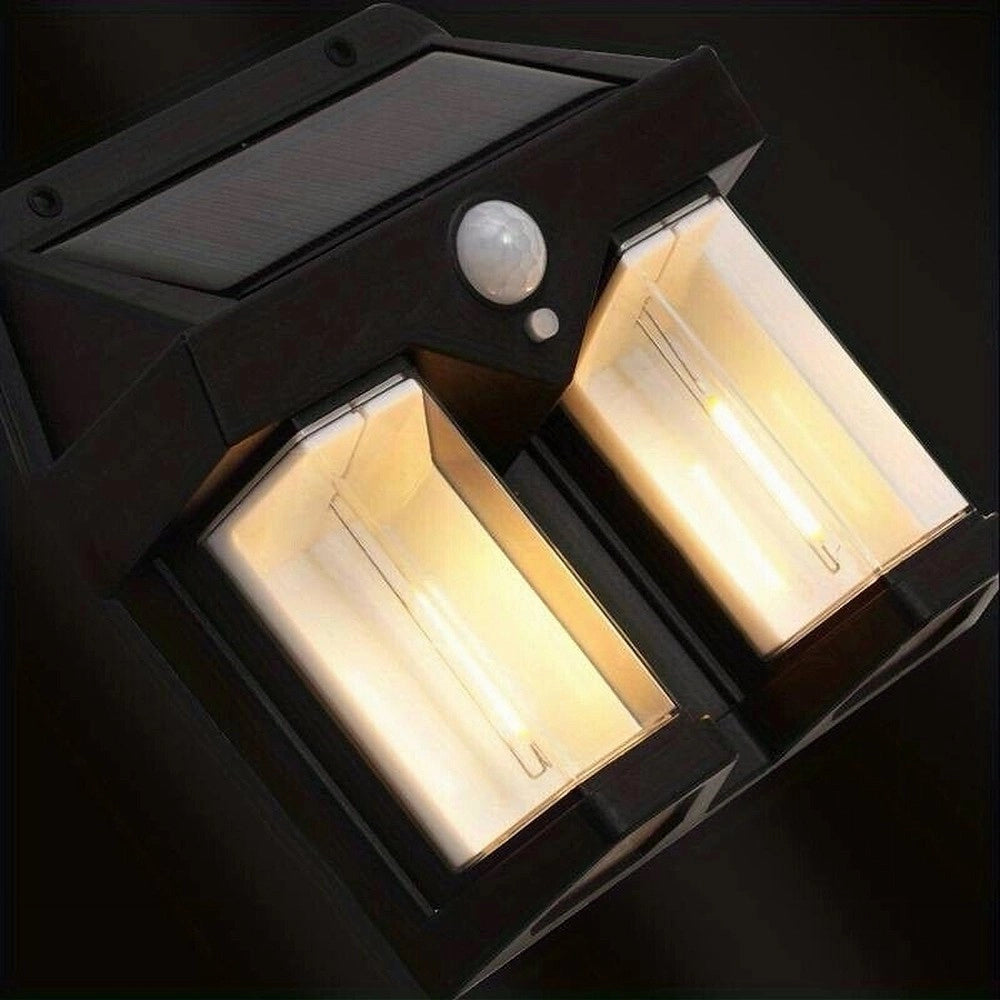 Trade Shop - Applique Doppia Lanterna Solare Led Tungsteno Sensore Movimento Ip65 Da Esterno -