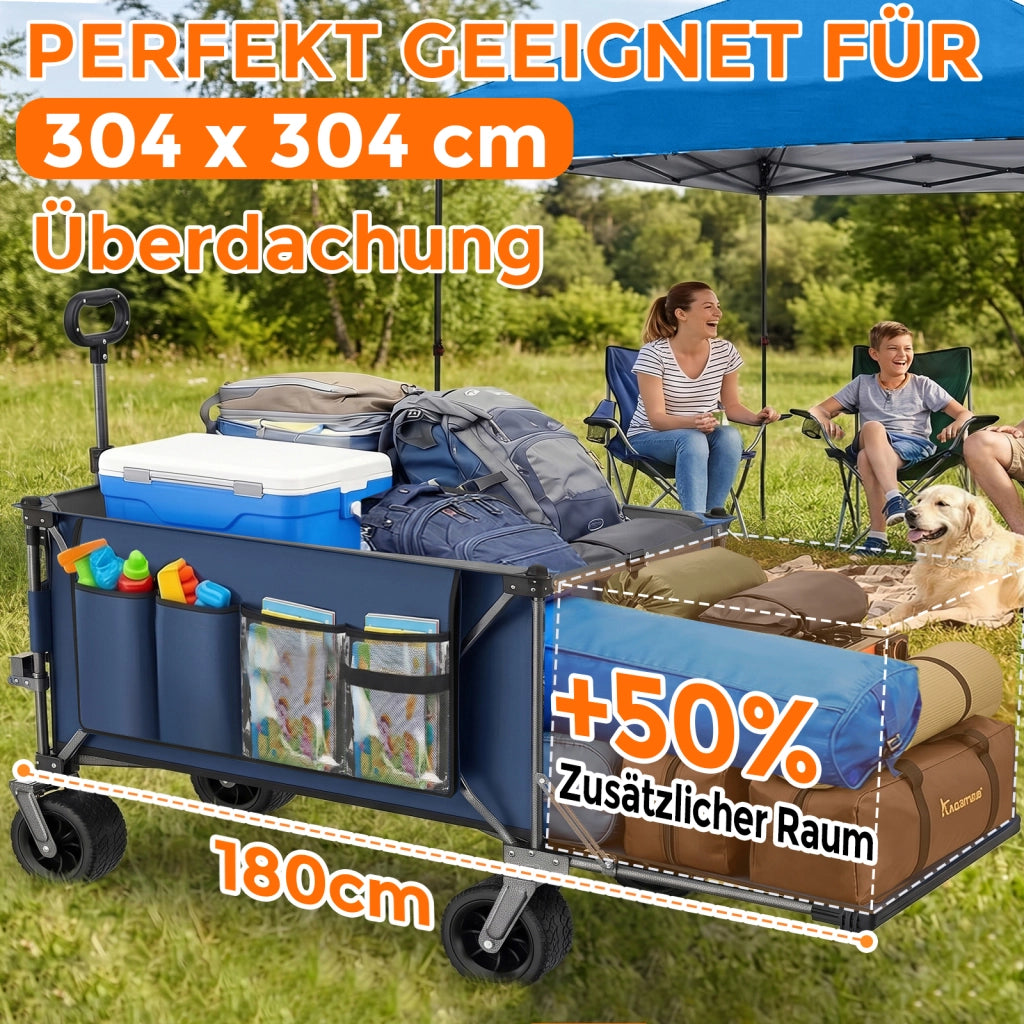 CARRELLO PIEGHEVOLE 180 cm Blu in Acciaio con sponda posteriore estensibile
