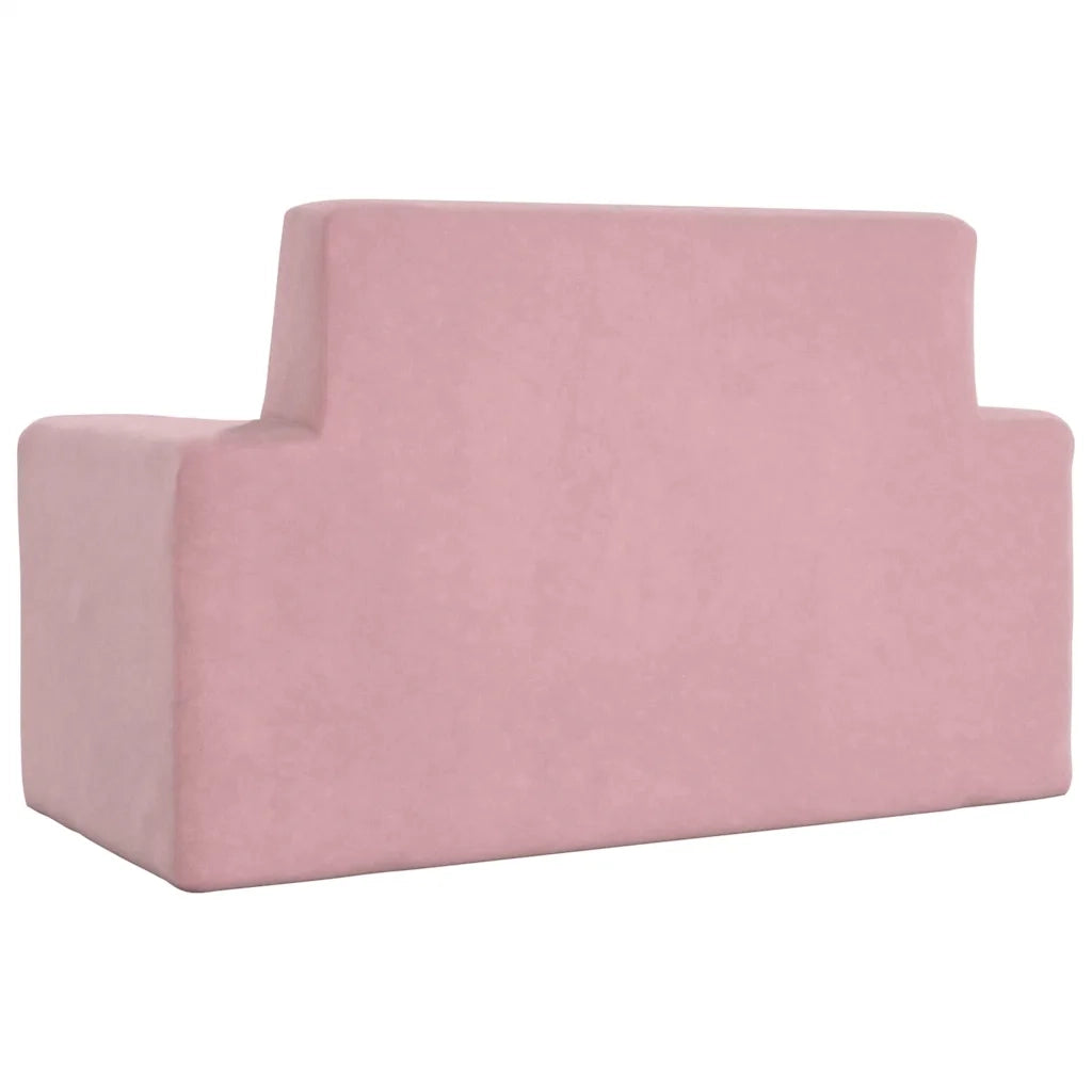 Divano per Bambini 2 Posti Rosa in Morbido Peluche 4104801