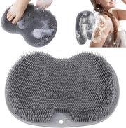 Mat di silicone per il bagno, spazzola per i piedi, massaggiatrice per il pedi, scrub per i piedi, mat per massaggi con morsetti antiscivolo per la cura e la pulizia dei piedi, rilassamento, miglioramento della circolazione, esfoliazione (grigio)