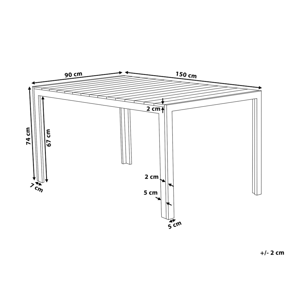 Tavolo da giardino in alluminio beige e bianco per 6 persone moderno resistente agli agenti atmosferici