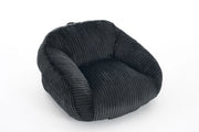 Pouf ergonomico con schienale sagomato e imbottitura in schiuma per salotto e camera, in velluto a coste grigio scuro