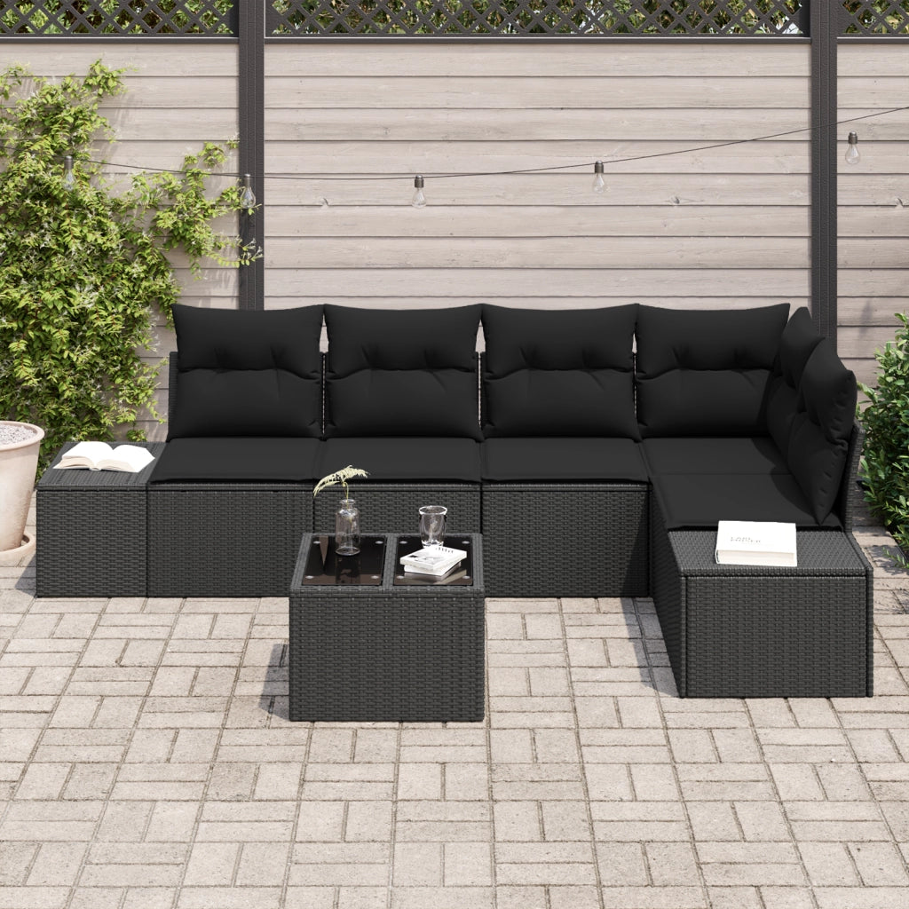 Set di divani da giardino 6 pezzi con cuscini beige in polyrattan