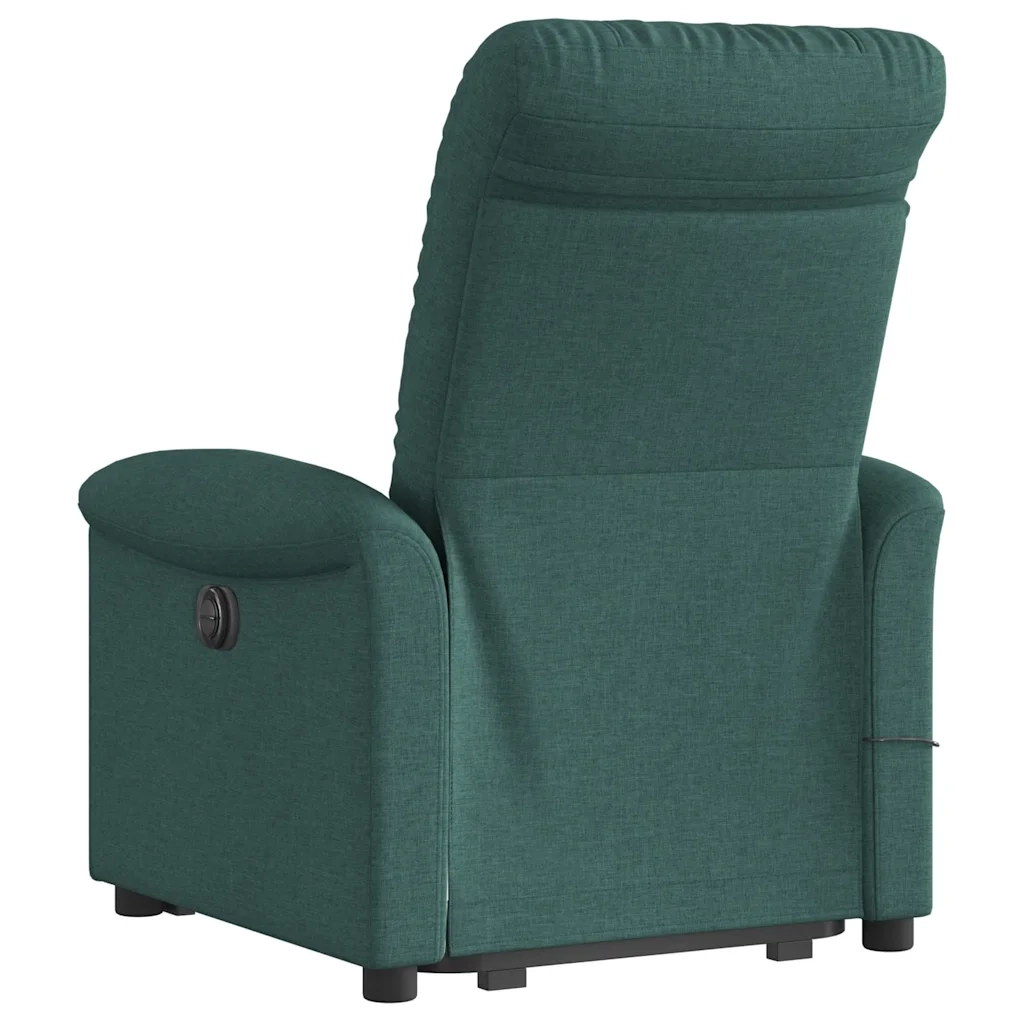 Poltrona Alzapersona Massaggiante | Sedia Relax Verde Scuro in Tessuto