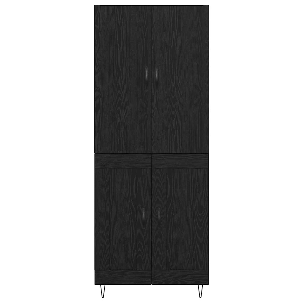 Credenza 2 pz | Madia | Buffet da pranzo | Armadio da pranzo Rovere Nero Legno ingegnerizzato e vetro