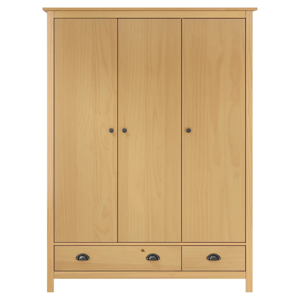 Armadio a 3 Ante Hill 127x50x170cm Legno Massello di Pino 288951