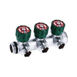 COLLETTORE 90° FASATO CON VITONI E DISCHETTO 1/2- 3/4 3 vie 1/2- GF- pezzi 1