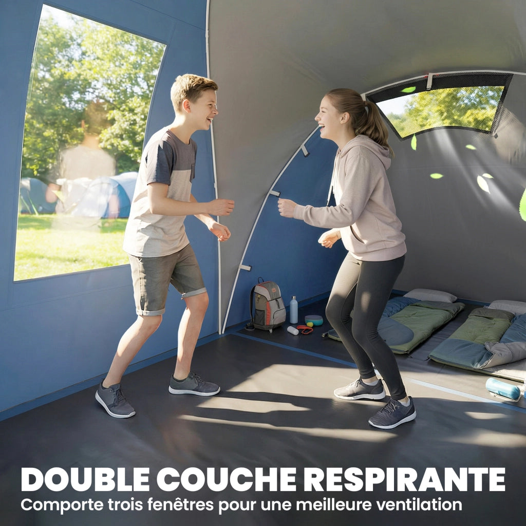 Tenda da campeggio tunnel 4-5 persone 2 camere ¨C zephmum ¨C blu