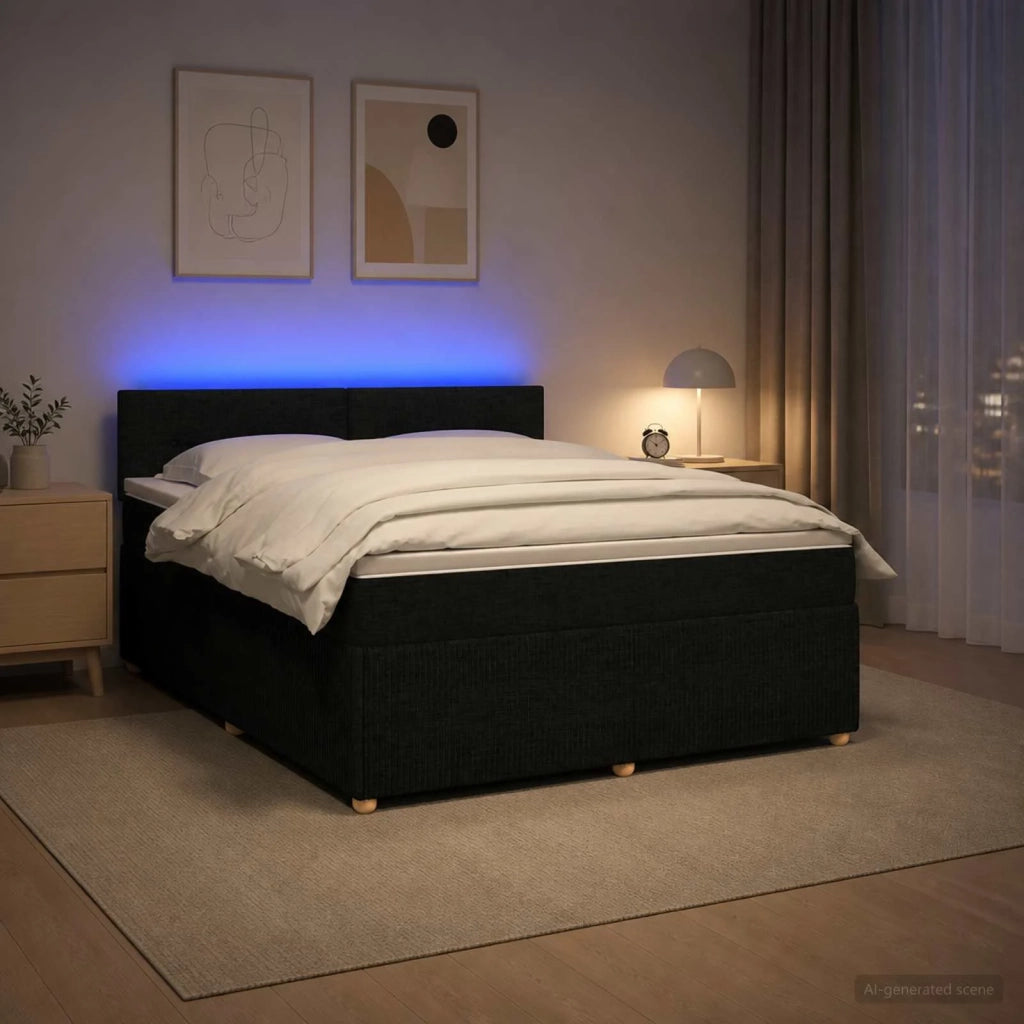 Letto box spring con materasso Nero 180 x 200 cm Tessuto 3452990