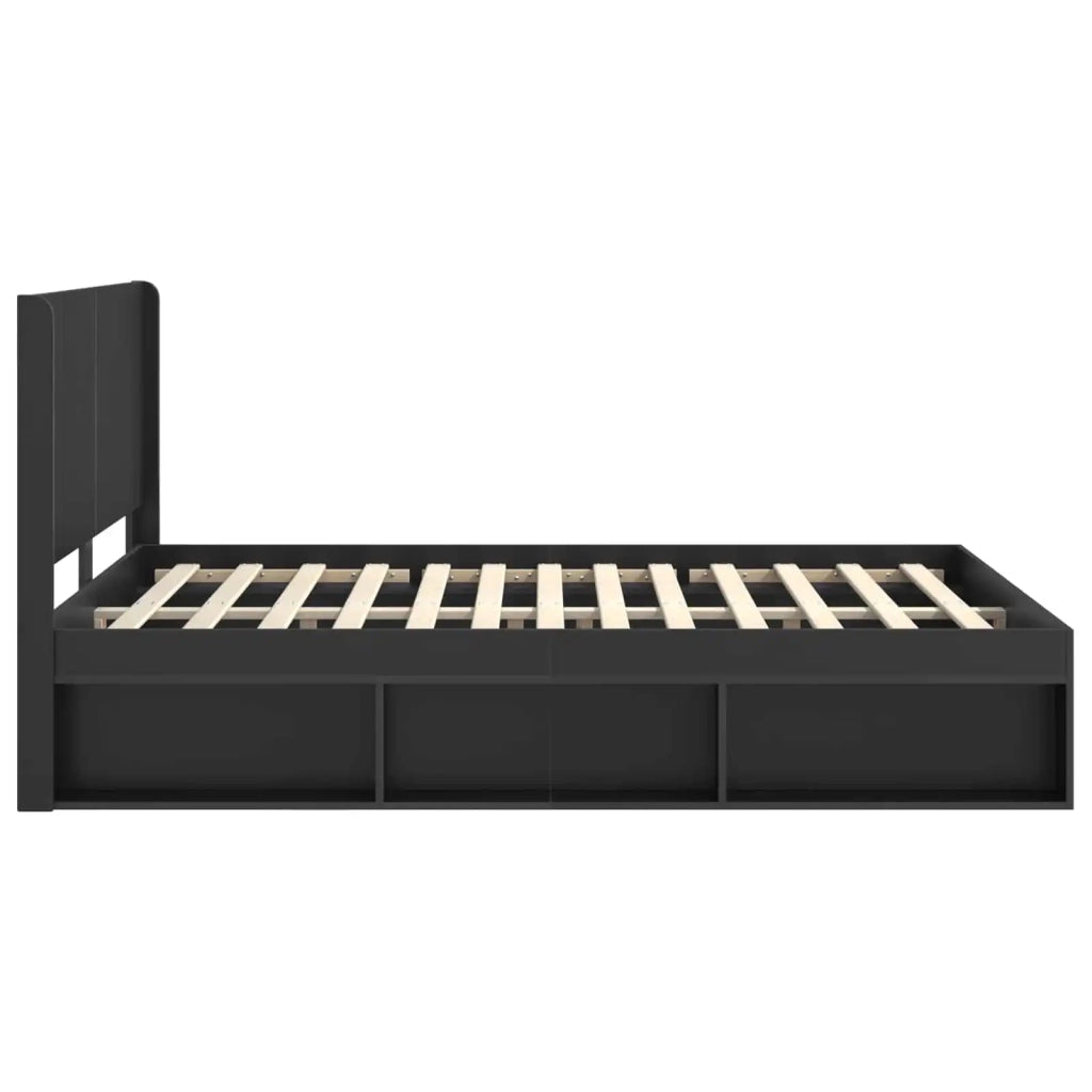 Struttura del letto con stoccaggio e testata-Giroletto con contenitore Nero 140 x 200 cm 668850