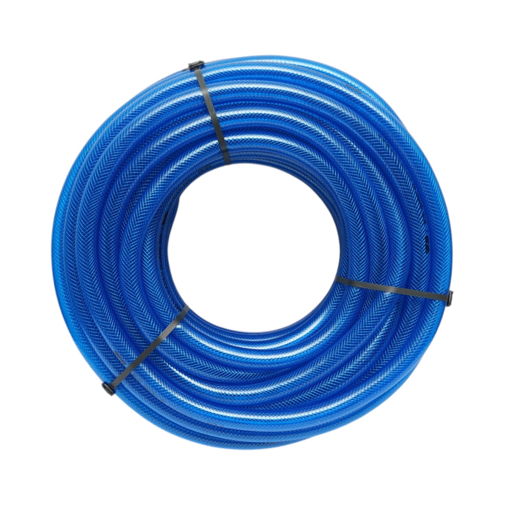 Tubo da giardino in PVC trasparente da 25 mm (1 pollice) con inserto tessile intrecciato, rotolo da 50 m Breckner Germany