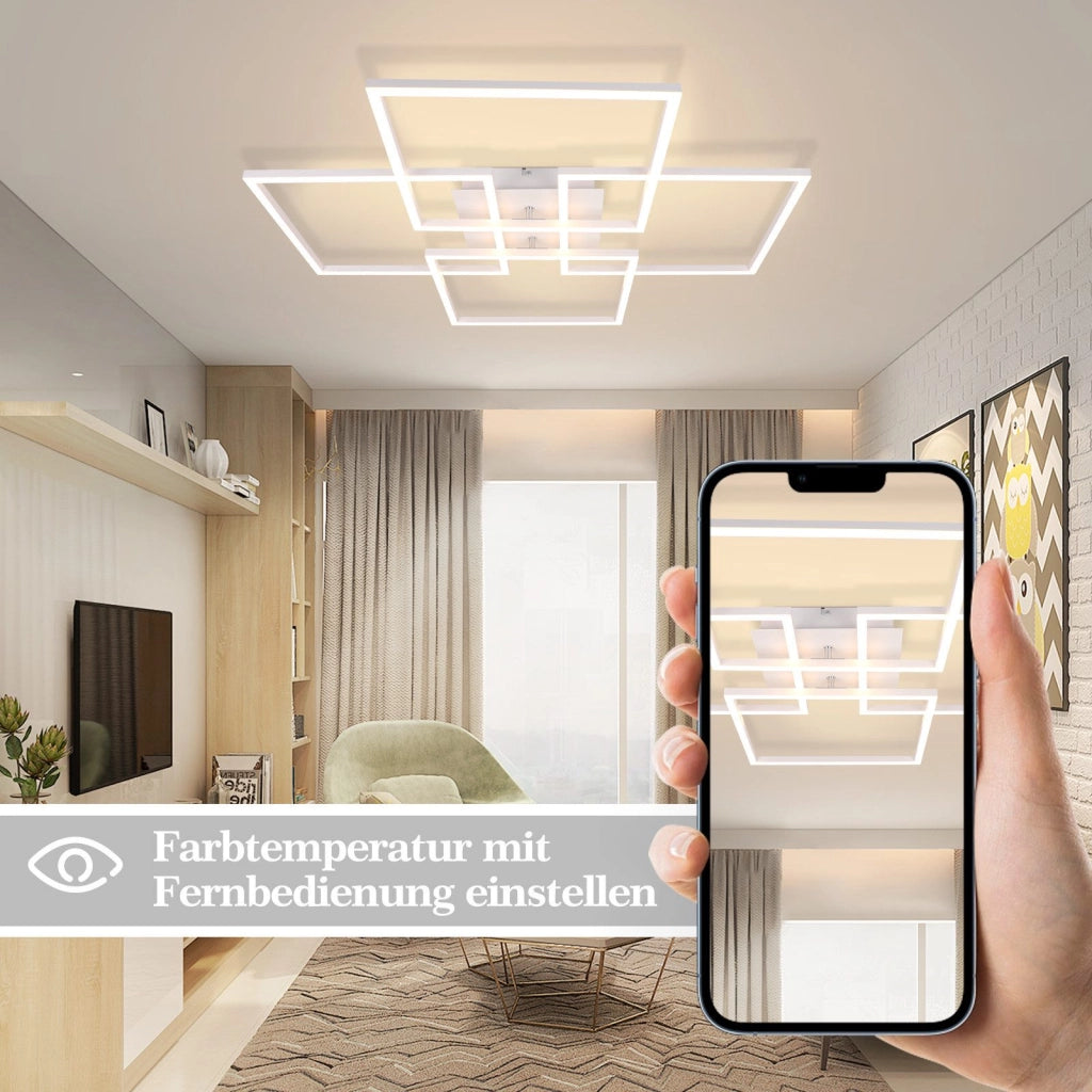 ZMH Lampada da soffitto plafoniera LED dimmerabile 48W moderna con telecomando per soggiorno