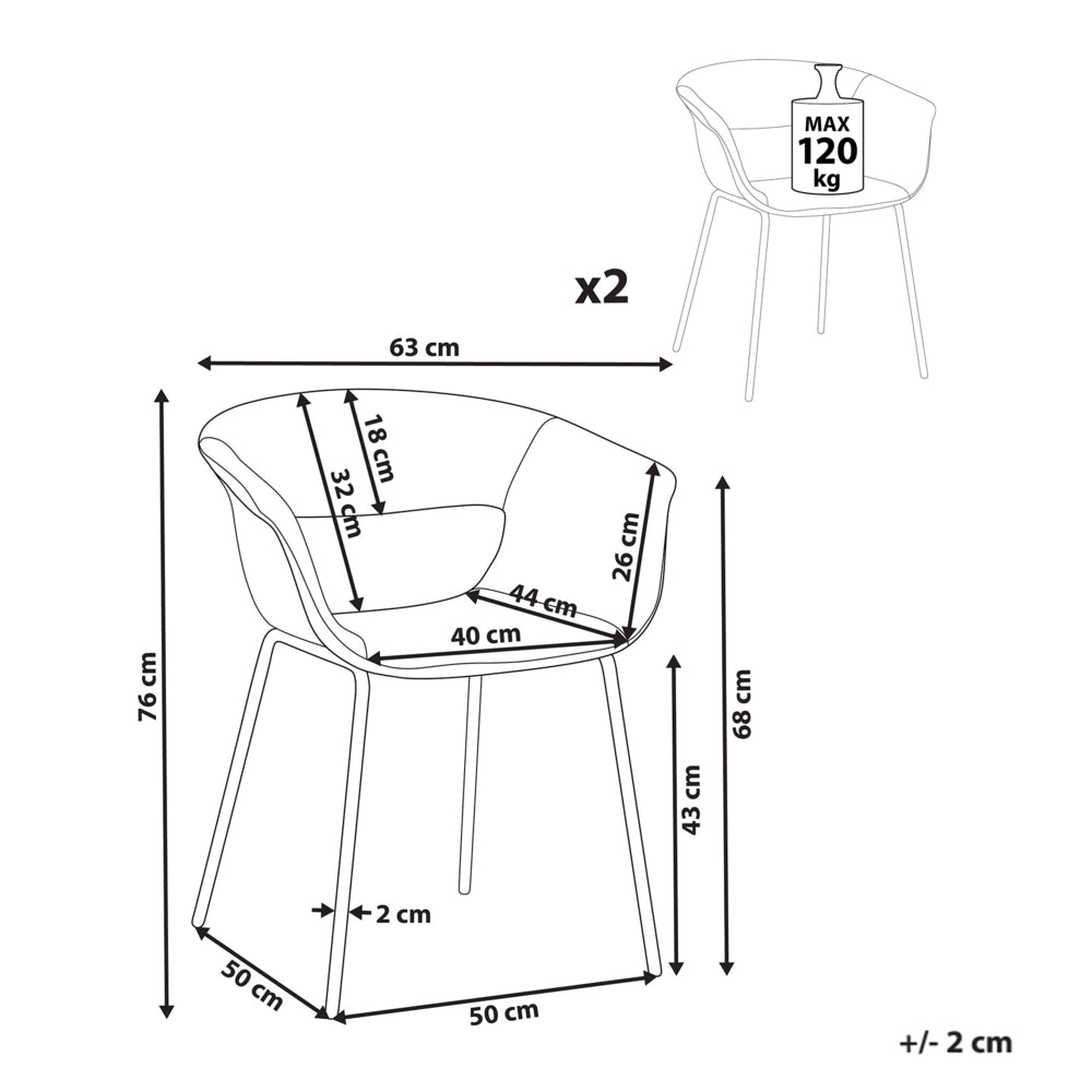 Set di 2 sedie tessuto bouclè bianco sporco senza braccioli con gambe in metallo per la sala da pranzo Cucina