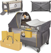 Culla 2 in 1 per Bambini con Funzione di Sospensione - Box per Bambini 125x65x75cm - Funzione di Oscillazione - Tenda - Chiusura di Sicurezza - Organizzatore Pratico - Regolazione di Altezza - Adatto per Bambini fino a 15kg - Culla Connessa