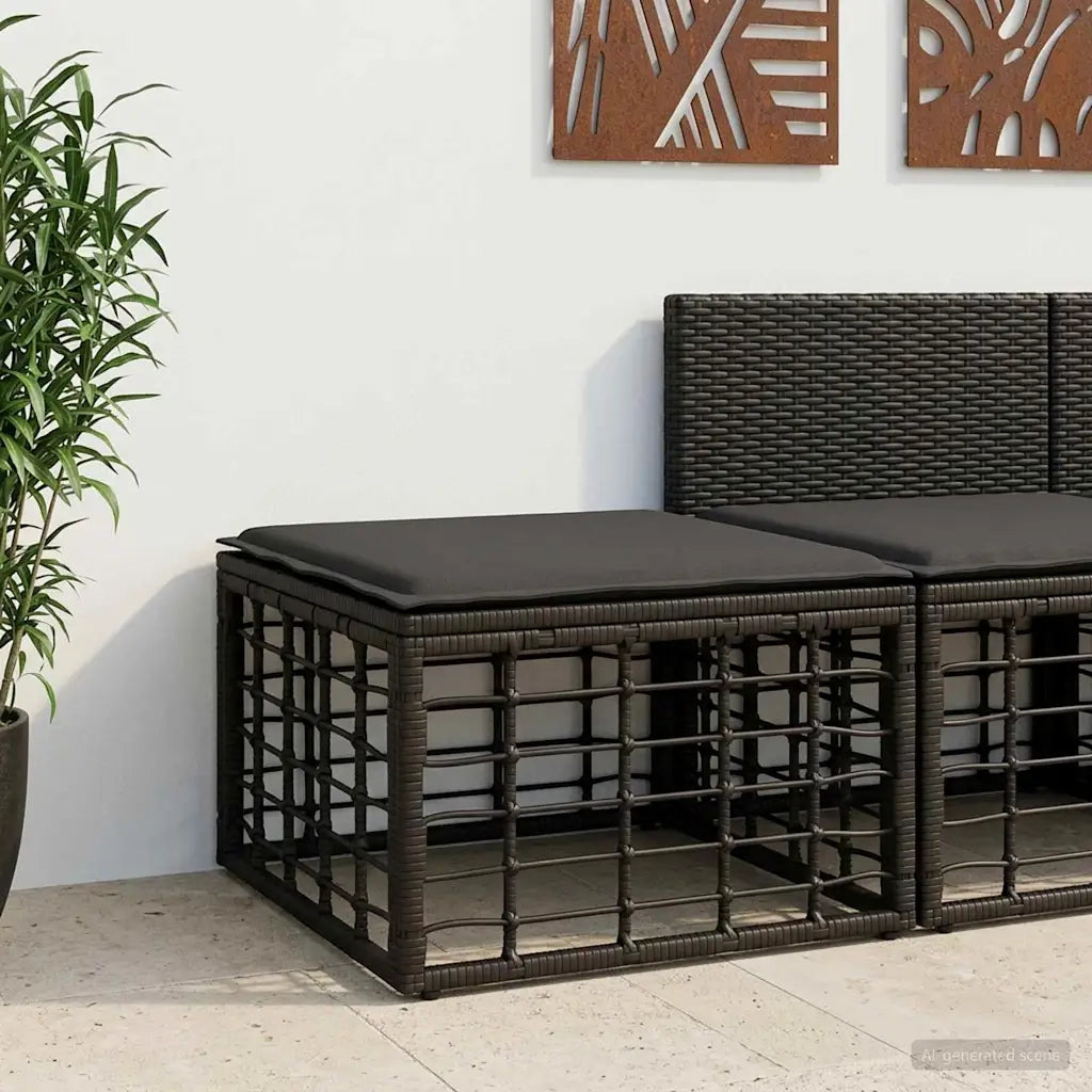 Poggiapiedi da Giardino Nero polyrattan CFW2018849