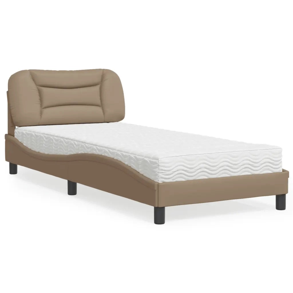 Letto con Materasso Hvar Cappuccino 90x200 cm in Similpelle 3208700