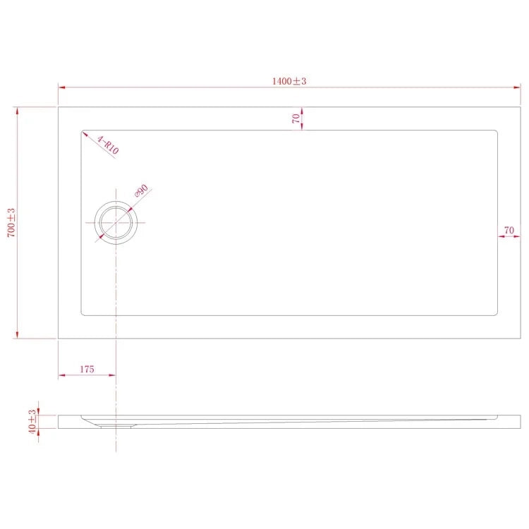 Piatto Doccia Slim 70x140x4 cm Rettangolare Acrilico Bordato Bianco Lucido mod. Flower