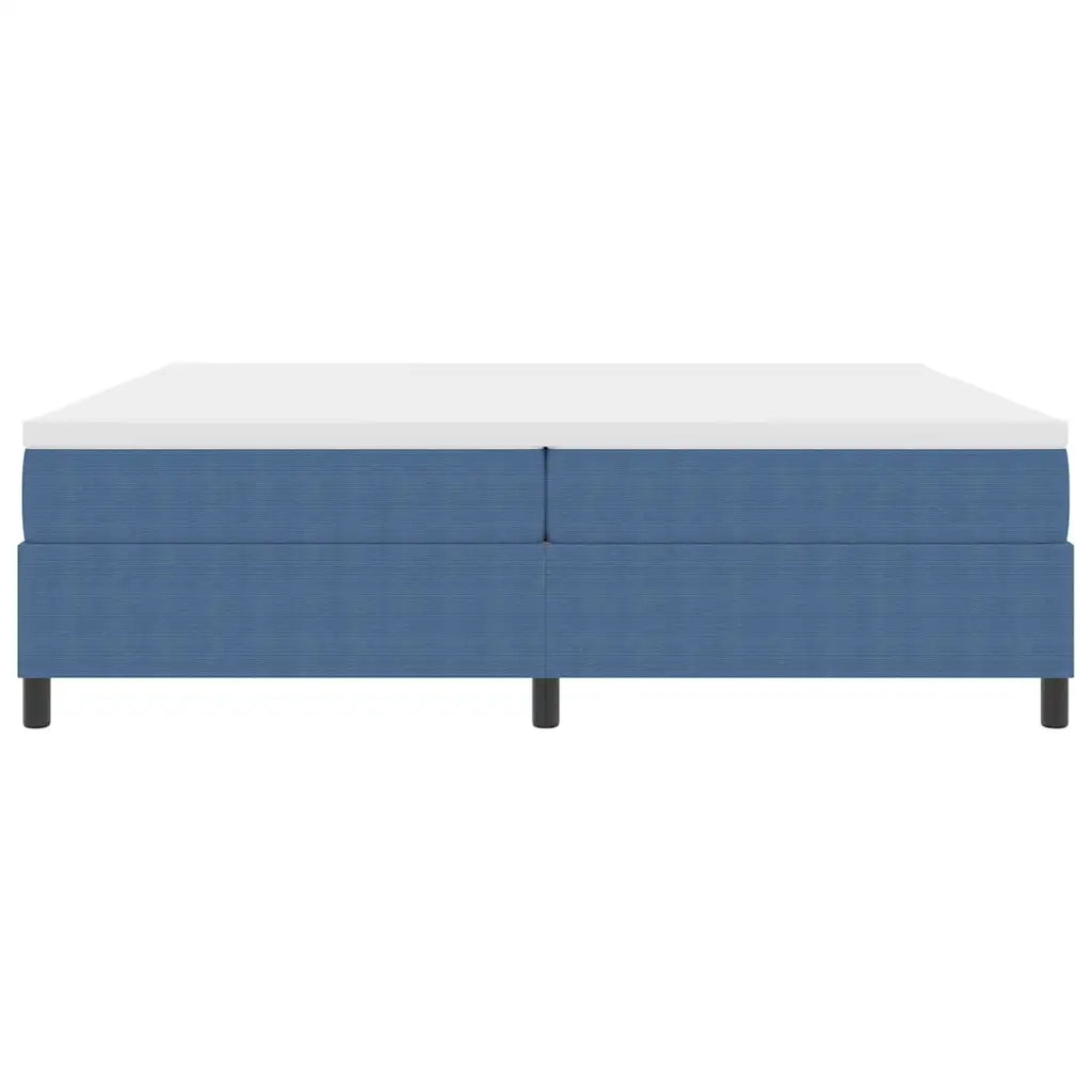 Letto a molle Blu e Bianco 200 x 200 cm Tessuto in Cords 3337485