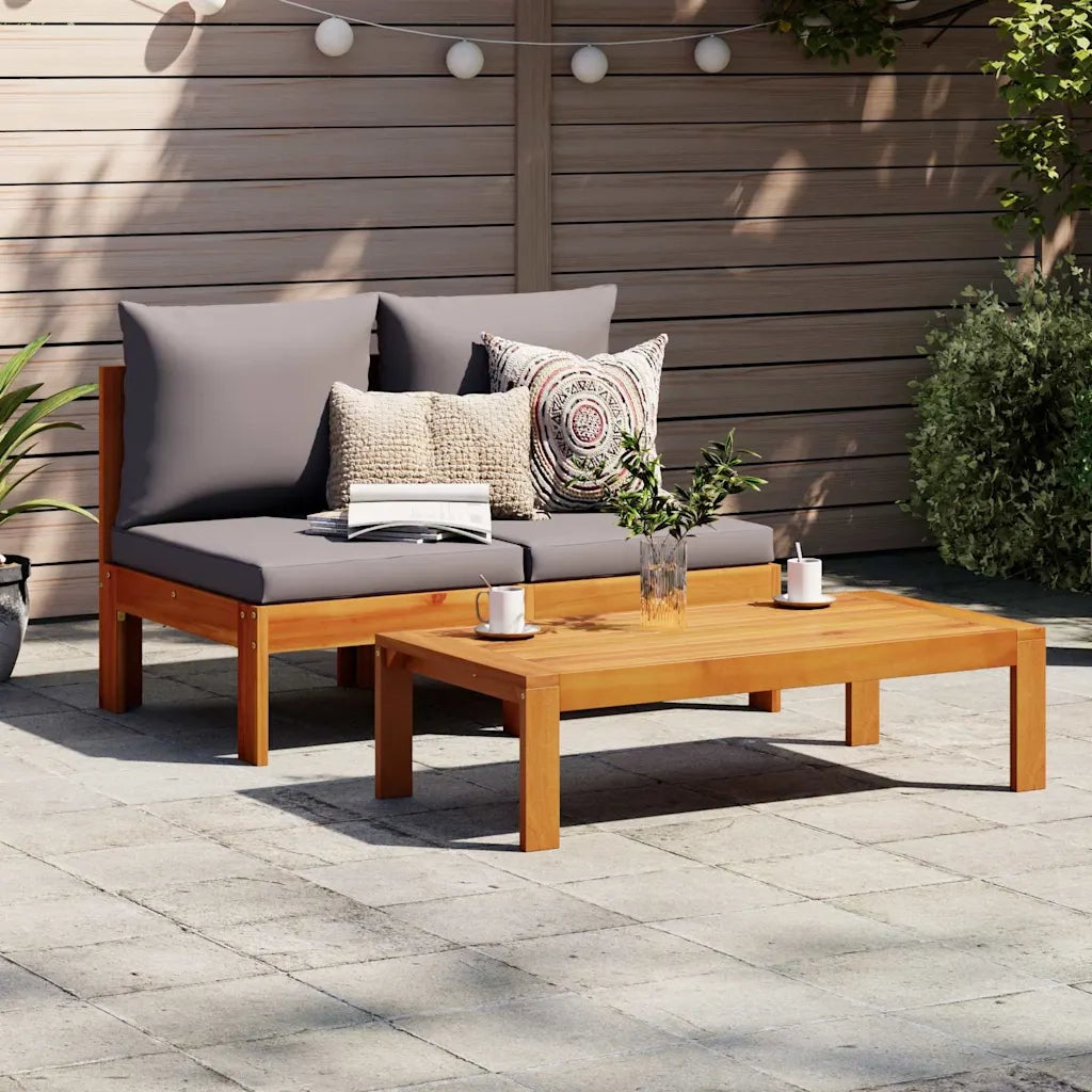 Divano Giardino Senza Braccioli Cuscini 2 Posti-Sofa da Giardino-Divanetto da esterno Massello Acacia