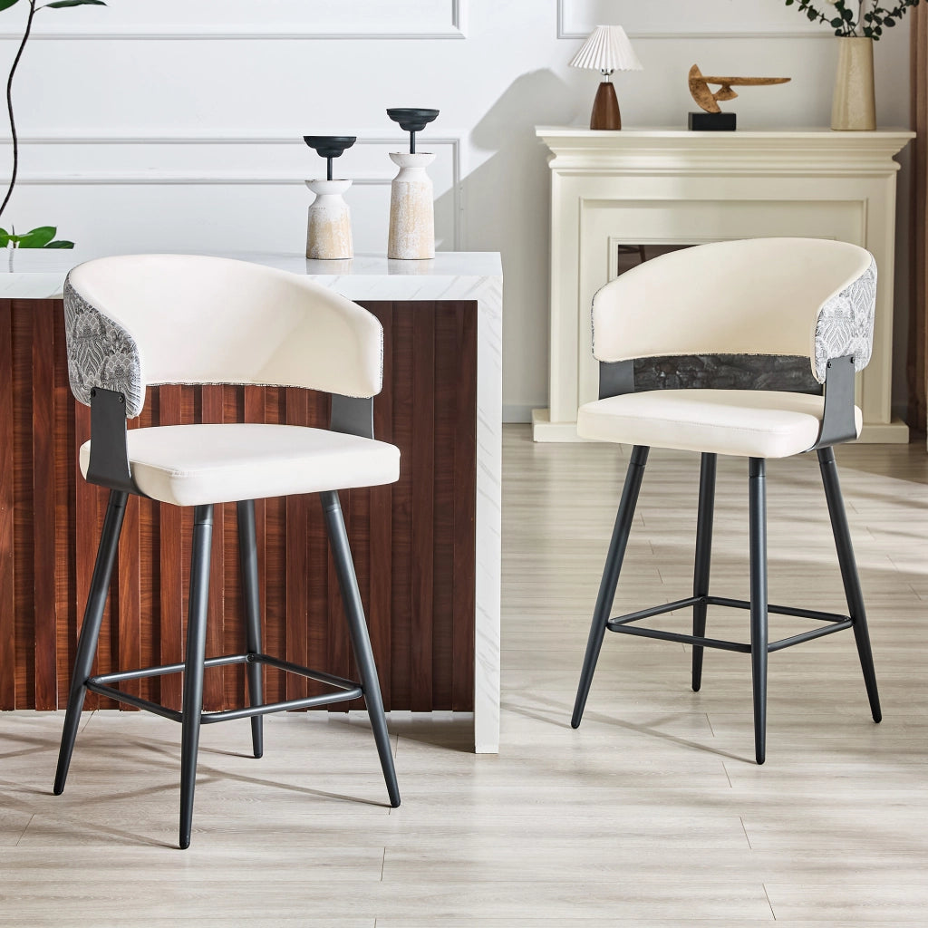 SGABELLO da bar con schienale, 94,5 cm, PU bianco, Set da 2 pezzi