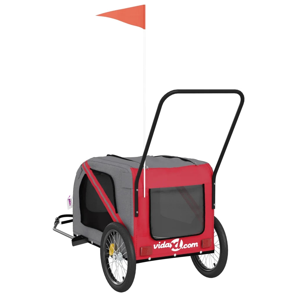 Rimorchio da Bici per Animali Rosso e Grigio Oxford e Ferro CFW2633625