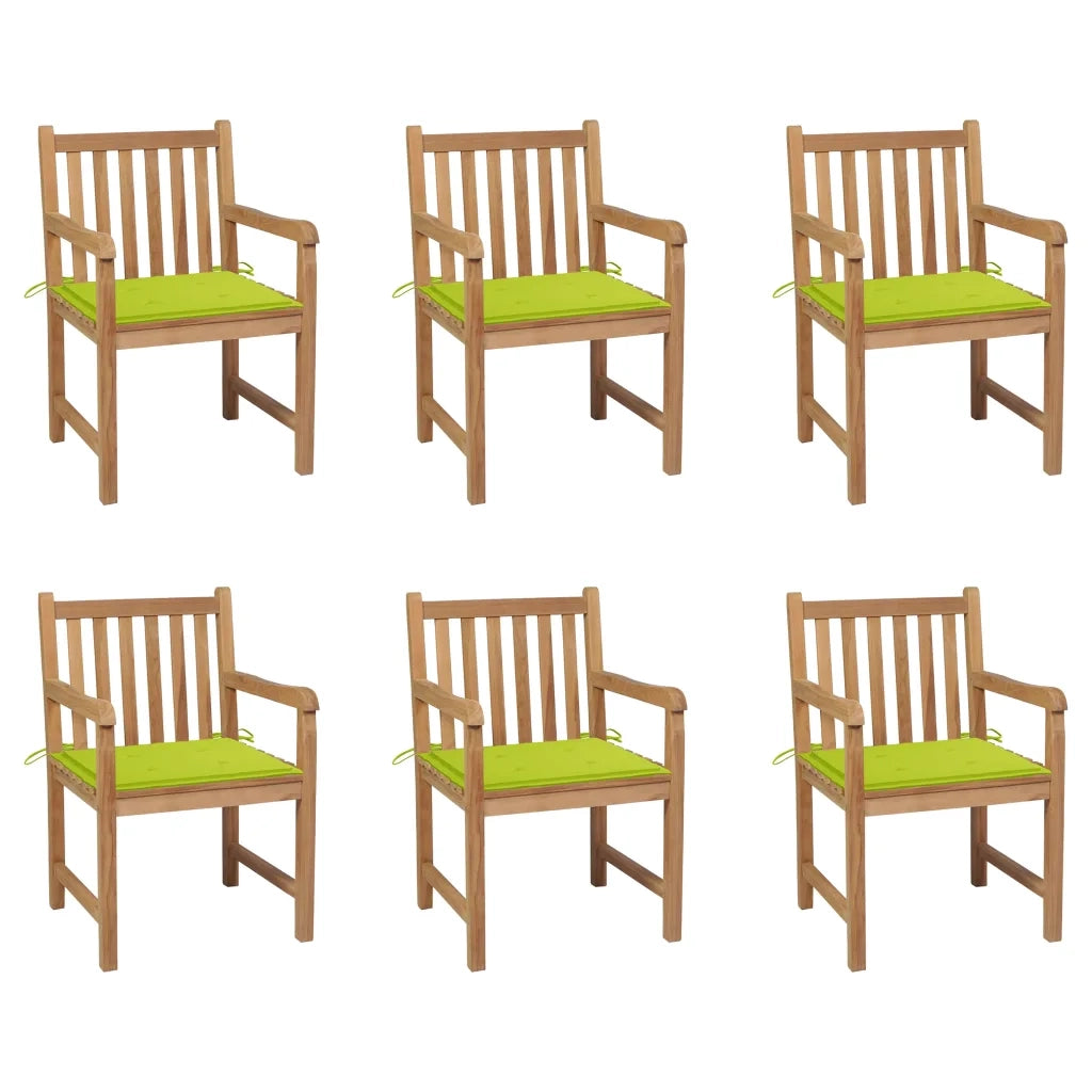 Sedie da Giardino 6 pz e Cuscini Verde Brillante Massello Teakcod mxl 93797