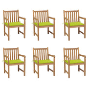 Sedie da Giardino 6 pz e Cuscini Verde Brillante Massello Teakcod mxl 93797